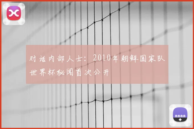 对话内部人士：2010年朝鲜国家队世界杯秘闻首次公开